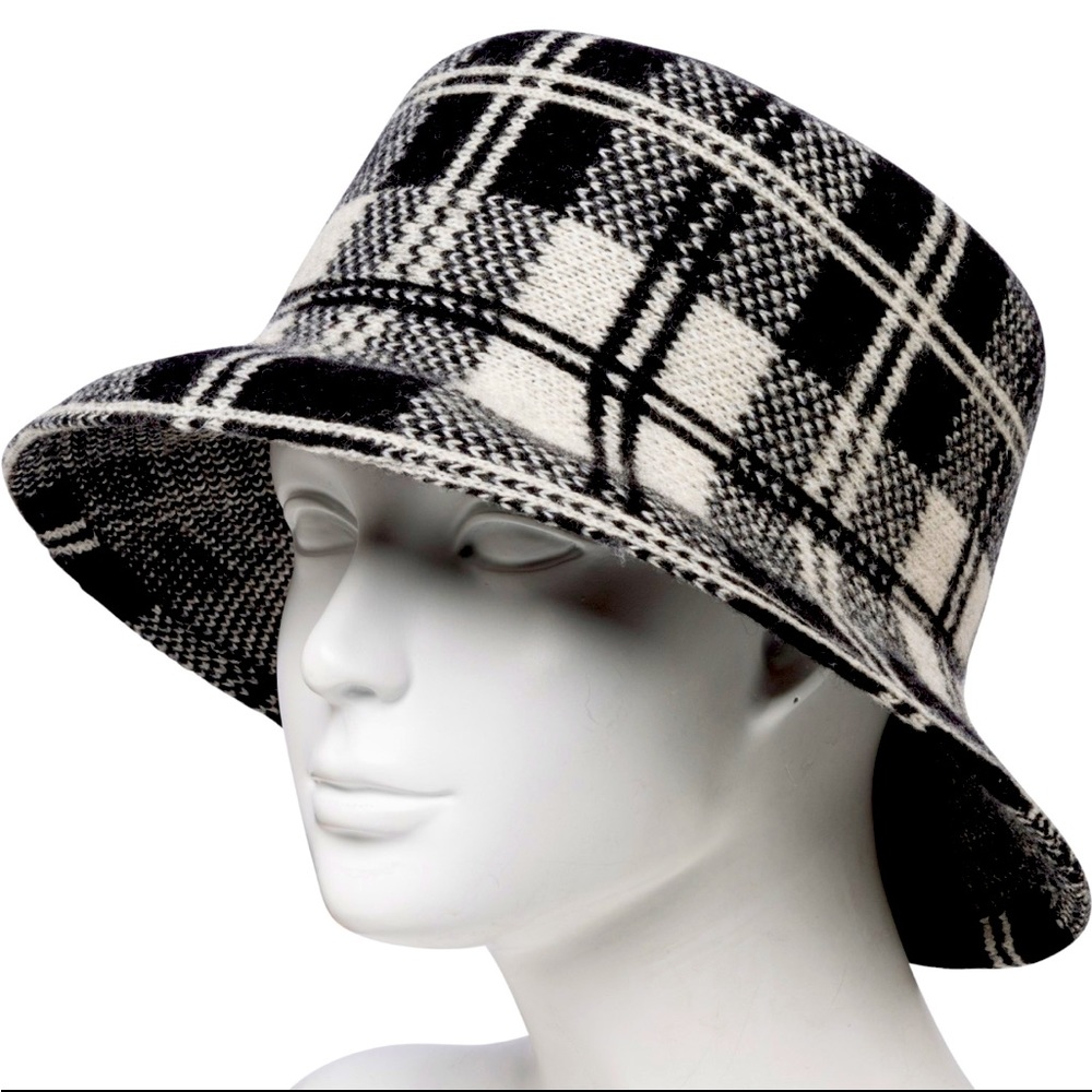 WOOL Black plaid bucket hat TRENDY AND CHIC